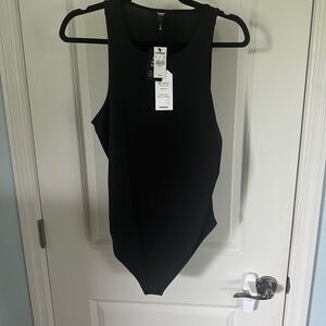 Express Black Asymmetrical Sleeveless Bodysuit